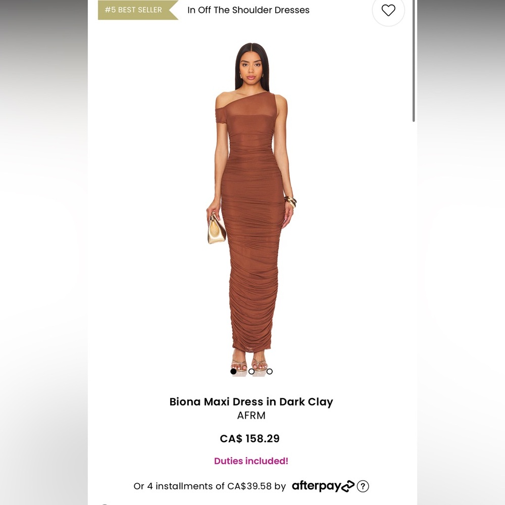 AFRM Dark Clay One-Shoulder Maxi Dress